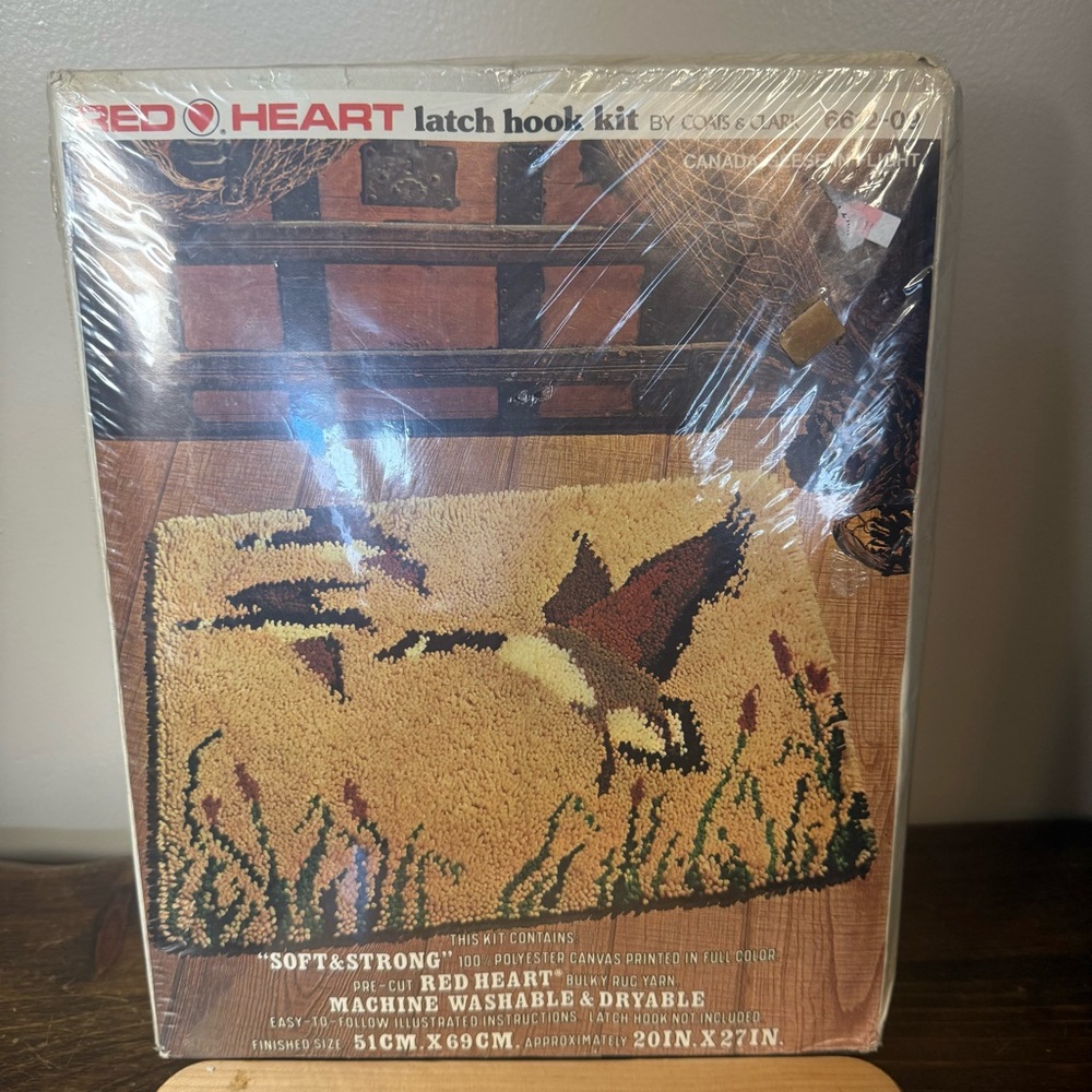 Red Heart Latch Hook Kit by Coats & Clark, featuring an eagle and ducks.